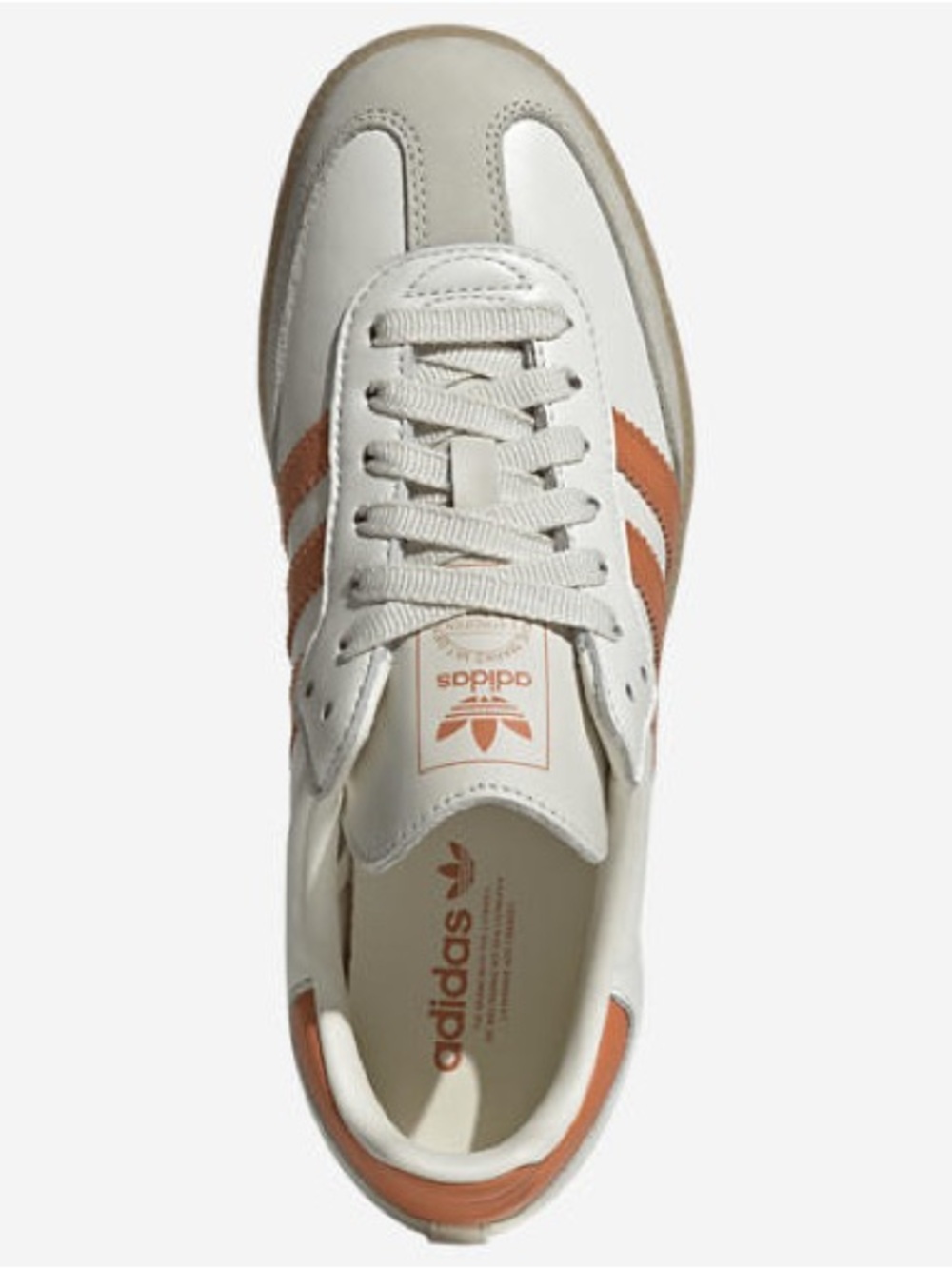 adidas Samba Leather Sneaker in White and Orange - Picture 2 of 11